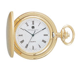 Premium Satin Gold Plated Finish Quartz Pocket Watch with Chain