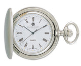 Premium Satin Chrome Finish Quartz Pocket Watch with Chain