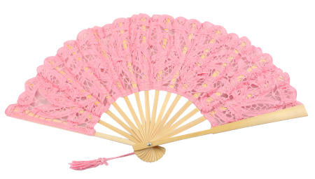 Battenberg Lace Fan - Pink
