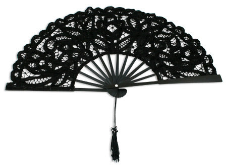 Battenberg Lace Fan - Black