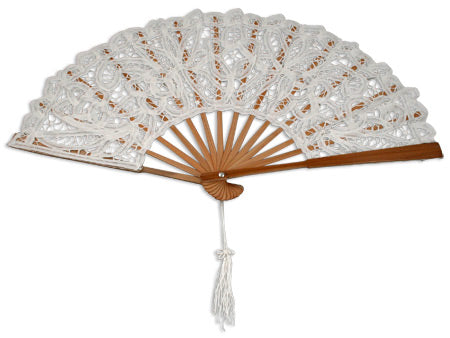Battenberg Lace Fan - White