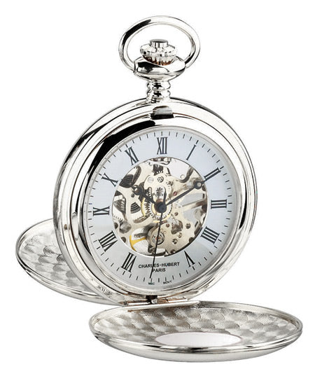Premium Silver Inscribed Window Pocket Watch (3564)