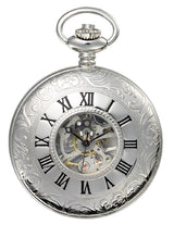 Premium Silver Inscribed Window Pocket Watch (3564)