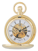 Premium Gold Viewing Window Quartz Pocket Watch with Chain