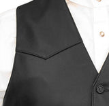 Western Single Point Vest - Italian Lamb Leather - Black