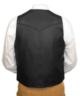 Western Single Point Vest - Italian Lamb Leather - Black