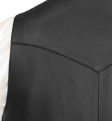 Western Single Point Vest - Italian Lamb Leather - Black