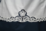 Linen Apron with Battenberg Lace - White