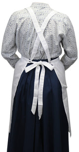 Linen Apron with Battenberg Lace - White