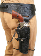 (.44/.45 cal) Western Gun Belt and Holster - RH Draw - Black Tooled Leather
