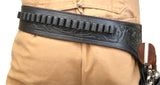 (.44/.45 cal) Western Gun Belt and Holster - RH Draw - Black Tooled Leather