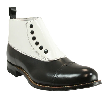 Leather Spectator Spat Boots - Blk/Wht