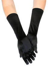 Elbow Length Satin Gloves - Black