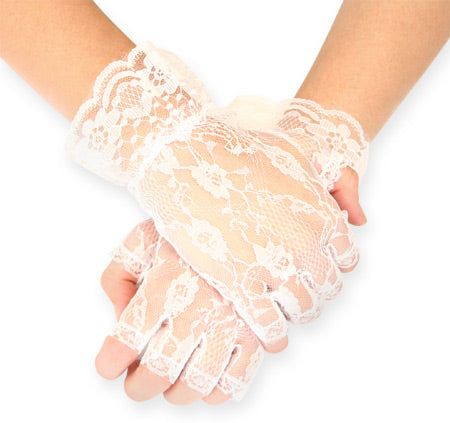 Fingerless Lace Gloves - White