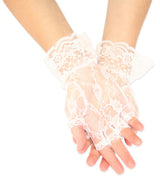 Fingerless Lace Gloves - White