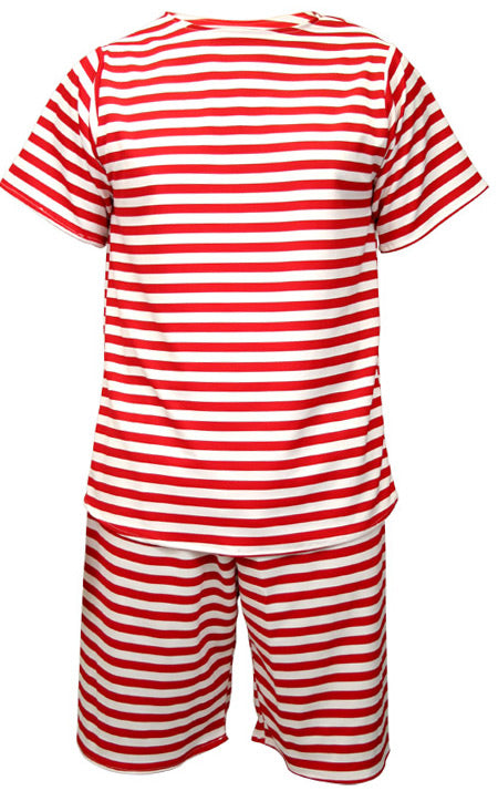 Mens 1900s Bathing Suit - Red/White