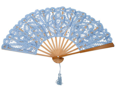 Fan, Battenberg Lace - Light Blue