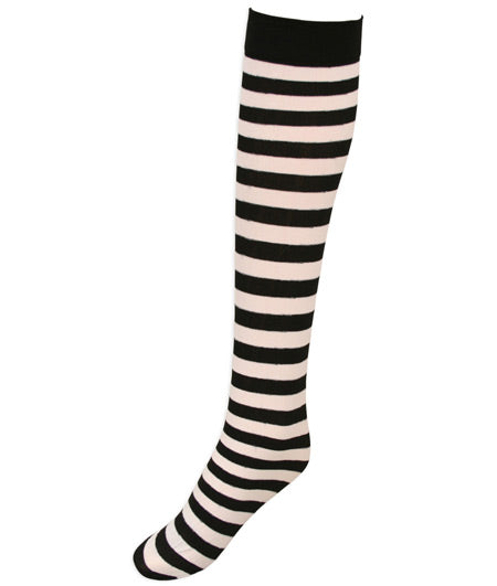 Striped Knee High Stockings - Black/White