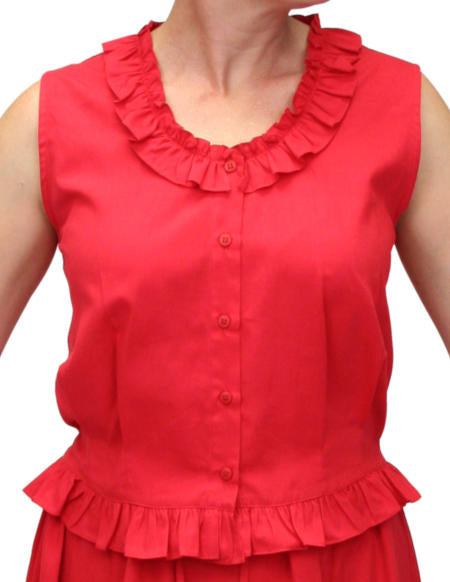 Traditional Victorian Camisole - Red Cotton