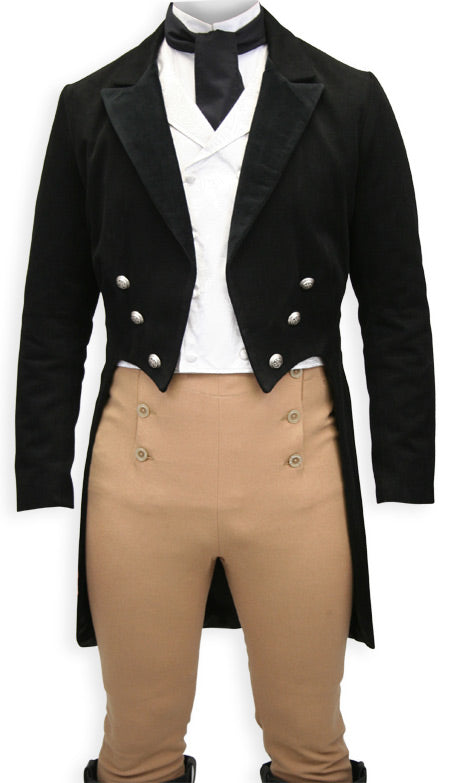 Velvet Trimmed Regency Tailcoat - Black