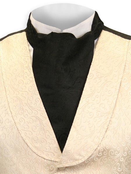 Silk Tonal Paisley Ascot - Black