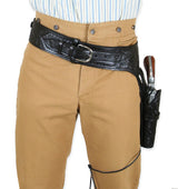 (.44/.45 cal) Western Gun Belt and Holster - LH Draw - Black Tooled Leather
