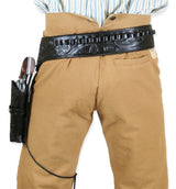 (.44/.45 cal) Western Gun Belt and Holster - LH Draw - Black Tooled Leather