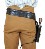 (.22 cal) Western Gun Belt and Holster - RH Draw - Black Tooled Leather