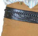 (.22 cal) Western Gun Belt and Holster - RH Draw - Black Tooled Leather