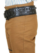 (.22 cal) Western Gun Belt and Holster - RH Draw - Black Tooled Leather