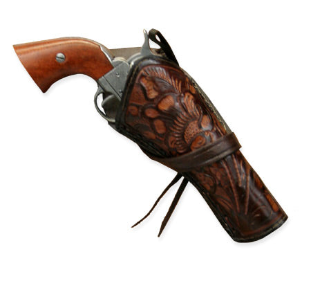 Western Holster - RH Cross-Draw - Two-Tone Brown Tooled Leather