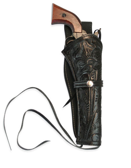 Western Holster - RH Draw (Long Barrel) - Black Tooled Leather