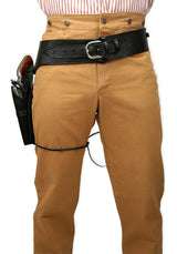 (.44/.45 cal) Western Gun Belt and Holster - RH Draw - Plain Black Leather