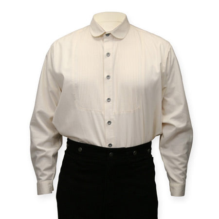 1800s Mens Ivory Cotton Banker/Club Collar Dress Shirt (Size M) | 19th Century | Historical | Vintage