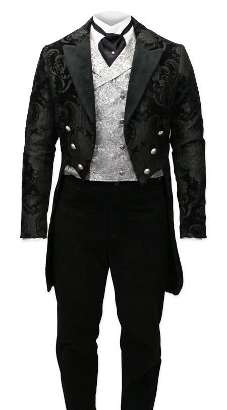 Tapestry Tailcoat - Black with Velvet Trim