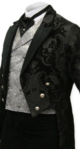 Tapestry Tailcoat - Black with Velvet Trim