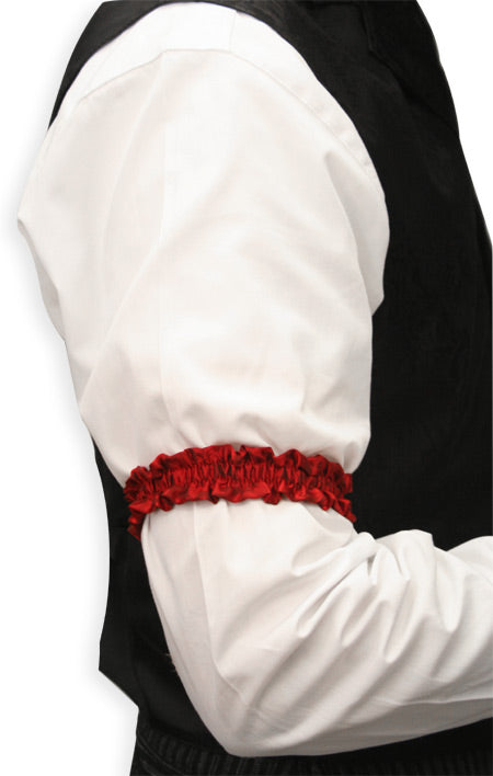 Deluxe Silk Sleeve Garters - Red