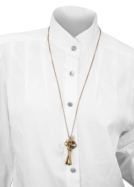 Ladies Charm Necklace Skeleton Keys - Antique Brass