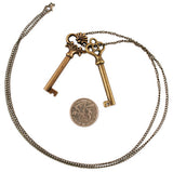 Ladies Charm Necklace Skeleton Keys - Antique Brass