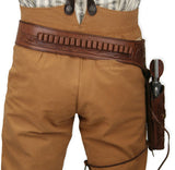 (.44/.45 cal) Western Gun Belt and Holster - RH Draw - Chocolate Brown Tooled Leather