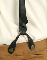 Leather Buckle Suspenders - Black (Long)