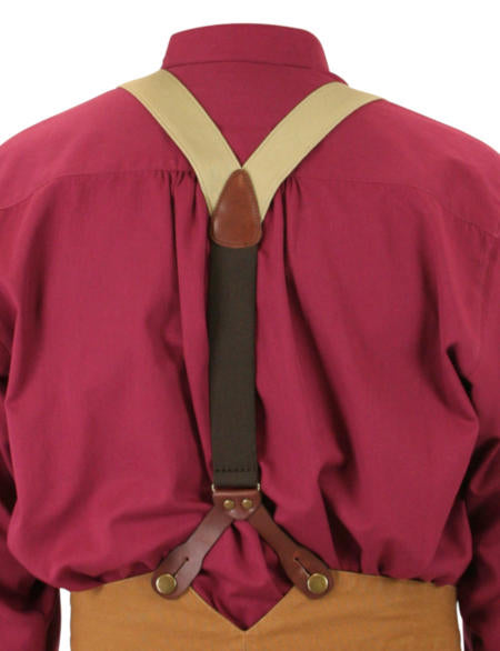 Khaki Stagecoach Y-Back Suspenders (Long)