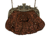 Beaded Rose Purse - Brown