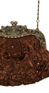 Beaded Rose Purse - Brown