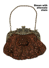 Beaded Rose Purse - Brown