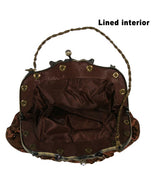 Beaded Rose Purse - Brown