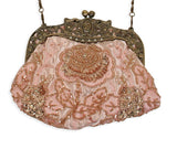 Beaded Rose Purse - Champagne