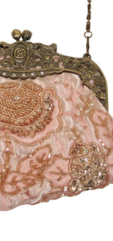 Beaded Rose Purse - Champagne