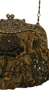 Beaded Rose Purse - Olive