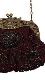 Beaded Rose Purse - Purple